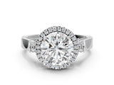 Platinum 2.04 Carat E VVS2 Round Halo Round Diamond Twist Band with Four-Prong Setting