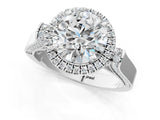 Platinum 2.04 Carat E VVS2 Round Halo Round Diamond Twist Band with Four-Prong Setting