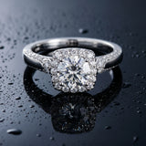 White gold Cushion Halo Round Diamond Twist Band with Four-Prong Setting_283