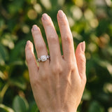 White gold Cushion Halo Round Diamond Twisted Band Four-Prong Ring_6