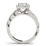 White gold Cushion Halo Round Diamond Twisted Band with Four-Prong Setting 1