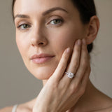 White gold Cushion Halo Round Diamond Twisted Band with Four-Prong Setting_7