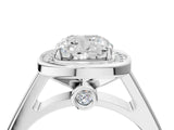 White gold Cushion Halo Solitaire Diamond Ring with Pave Band and Bezel Setting_53