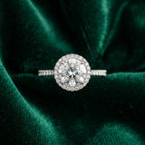 White gold Cushion Halo Solitaire Engagement Ring with Round Diamond and Four-Prong Setting_27