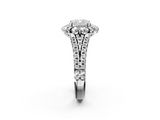 White gold Cushion Halo Split Shank Diamond Engagement Ring with Pave Band and Four-Prong Setting_55