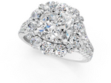 White gold Cushion Halo Split Shank Diamond Engagement Ring with Pave Band and Four-Prong Setting_56