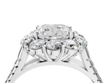 White gold Cushion Halo Split Shank Diamond Engagement Ring with Pave Band and Four-Prong Setting_57