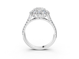 White gold Cushion Halo Split Shank Diamond Engagement Ring with Pave Band and Four-Prong Setting_58