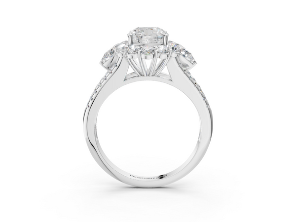 White gold Cushion Halo Split Shank Diamond Engagement Ring with Prong Setting