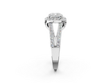 White gold Cushion Halo Split Shank Diamond Ring with Four-Prong Setting_38