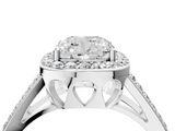 White gold Cushion Halo Split Shank Diamond Ring with Four-Prong Setting_40