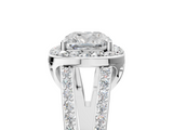 White gold Cushion Halo Split Shank Diamond Ring with Four-Prong Setting_41
