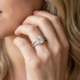 White gold Cushion Halo Split Shank Diamond Ring with Four-Prong Setting_5