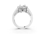 White gold Cushion Halo Split Shank Diamond Ring with Milgrain Prong Setting_9