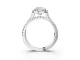 White gold Cushion Halo Split Shank Diamond Ring with Pavé Setting_28