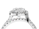 White gold Cushion Halo Split Shank Diamond Ring with Pavé Setting_30