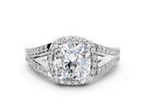 White gold Cushion Halo Split Shank Diamond Ring with Prong Setting_18