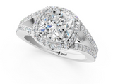 White gold Cushion Halo Split Shank Diamond Ring with Prong Setting_21