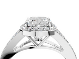 White gold Cushion Halo Split Shank Diamond Ring with Prong Setting_24