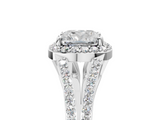 White gold Cushion Halo Split Shank Diamond Ring with Prong Setting_25