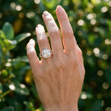 White gold Cushion Halo Split Shank Milgrain Diamond Ring_6