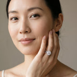 White gold Cushion Halo Split Shank Milgrain Diamond Ring_7