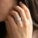 White gold Cushion Halo Split Shank Milgrain Diamond Ring_8