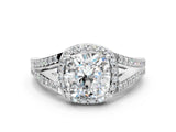 White gold Cushion Halo Split Shank Pave Diamond Ring with Four-Prong Setting_45