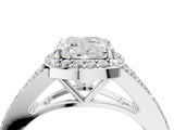 White gold Cushion Halo Split Shank Pave Diamond Ring with Four-Prong Setting_49