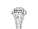 White gold Cushion Halo Split Shank Pave Diamond Ring with Four-Prong Setting_50