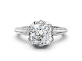 White gold Cushion Halo Split Shank Pave Diamond Ring with Petal Prong Setting_27
