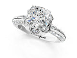 White gold Cushion Halo Split Shank Pave Diamond Ring with Petal Prong Setting_28