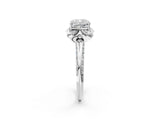 White gold Cushion Halo Split Shank Pave Diamond Ring with Petal Prong Setting_29