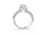 White gold Cushion Halo Split Shank Pave Diamond Ring with Petal Prong Setting_30