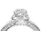 White gold Cushion Halo Split Shank Pave Diamond Ring with Petal Prong Setting_31