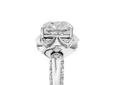 White gold Cushion Halo Split Shank Pave Diamond Ring with Petal Prong Setting_32