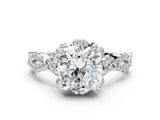 White gold Cushion Halo Twist Band Solitaire Ring with Six-Prong Setting_32