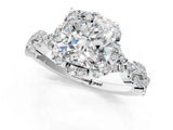 White gold Cushion Halo Twist Band Solitaire Ring with Six-Prong Setting_33