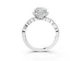 White gold Cushion Halo Twist Band Solitaire Ring with Six-Prong Setting_35