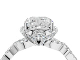 White gold Cushion Halo Twist Band Solitaire Ring with Six-Prong Setting_36