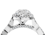 White gold Cushion Halo Twist Band Solitaire Ring_24