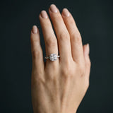 14K White Gold Halo Twist Band with Four-Prong Setting