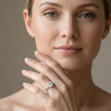 White gold Cushion Halo Twist Band with Four-Prong Setting_147