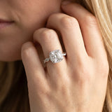 14K White Gold Halo Twist Band with Four-Prong Setting