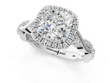 White gold Cushion Halo Twist Band with Four-Prong Setting_192