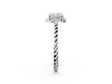 White gold Cushion Halo Twisted Band Four-Prong Diamond Ring_22
