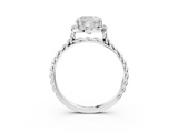 White gold Cushion Halo Twisted Band Four-Prong Diamond Ring_23