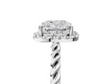 White gold Cushion Halo Twisted Band Four-Prong Diamond Ring_24