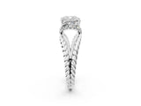 White gold Cushion Halo Twisted Band Four-Prong Ring_34