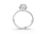 White gold Cushion Halo Twisted Band Four-Prong Ring_35